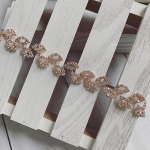 Rose Gold Rhinestone Leaf Headband / Baby Girl Headband / Christening Headband / Flower Girl Headband / Communion Headband