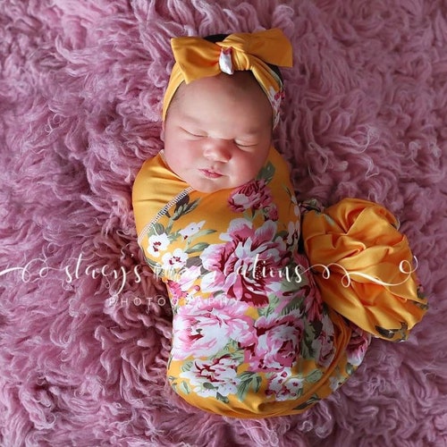 Knit Swaddle Blanket Knot Headband Headband Swaddle Set Etsy