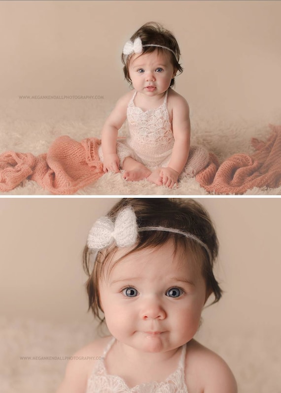 Ivory Sitter Set / Knit Toddler Romper / Mohair Romper / Ivory Bow Tie Back / Ivory Romper / Toddler Photo Prop / Knit Photo Prop / RTS