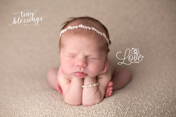 Petite Blush Headband, Baby Headband, Baby Tie Back, Petite Headband, Baby Girl Headband, Newborn Headband, Christening Headband, Baptism