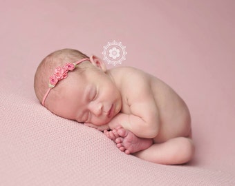 Petite Flower Headband / Coral Headband / Newborn Headband / Baby Headband / Petite Headband / Baby Girl Headband / Newborn Prop