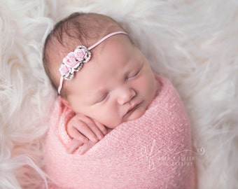 Greyson rosa Blume Strass Stirnband, Strass Stirnband, rosa Stirnband, Baby Stirnband, Baby Mädchen Stirnband, einfache Stirnband