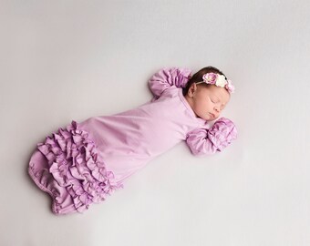 ruffle newborn gown