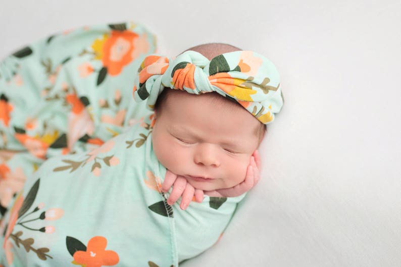 Knit Swaddle Blanket Knot Headband Headband Swaddle Set Etsy