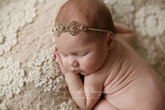 Champagne Rhinestone Headband / Rhinestone Headband / Baby  display picture 2