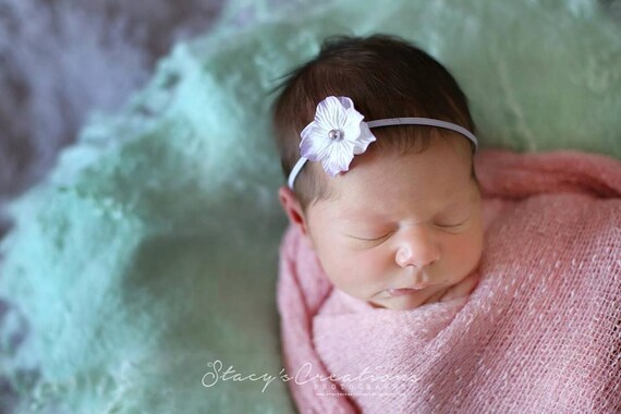 Lavender Flower Pearl Headband / Baby Pink Headband / Newborn Headband / Baby Headband / Petite Headband / Baby Girl Headband / Newborn Prop