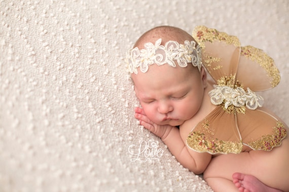 Brown and Ivory Butterfly Wing Set, Newborn Wings, Newborn Wing Prop, Baby Wing Prop, Newborn Photo Prop, Newborn Butterfly Wings