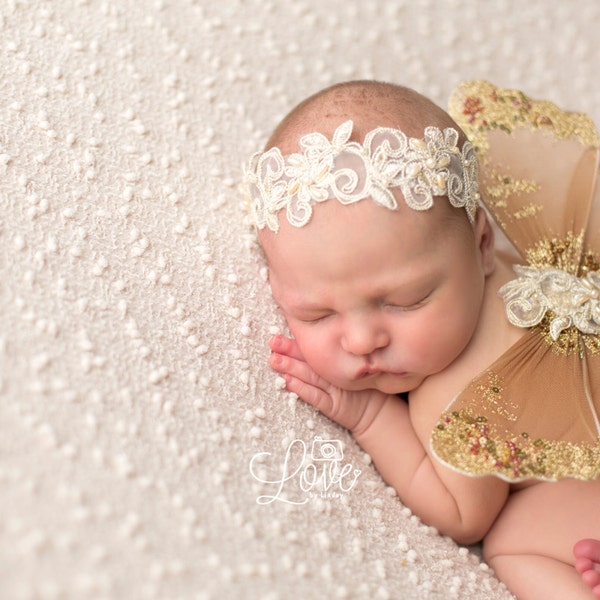 Brown and Ivory Butterfly Wing Set / Newborn Wings / Newborn Wing Prop / Baby Wing Prop / Newborn Photo Prop / Newborn Butterfly Wings