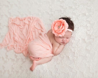 Coral Flower, Coral Flower Headband, Peach Headband, Baby Girl Headband, Baby Headband, Flower Headband, Delaney