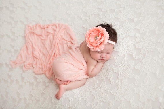 Coral Flower, Coral Flower Headband, Peach Headband, Baby Girl Headband, Baby Headband, Flower Headband, Delaney