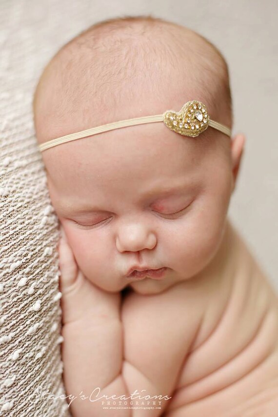 Gold Simple Headband / Blue Headband / Newborn Headband / Baby Headband / Petite Headband / Baby Girl Headband / Newborn Prop / Christening