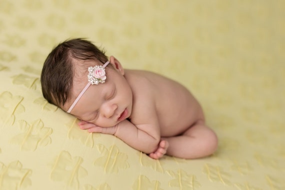 Katie Stunning Fit for a Queen Newborn Pink and Rhinestone Headband or Tie Back Baby Halo Baby Crown Photo Prop Many Colors Available