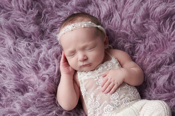 Ready to Ship, Sweet Ivory Mohair and Pearl Tie Back, Mohair Halo, Mohair Headband, Organic Headband, Newborn Photo Prop, Newborn Headband