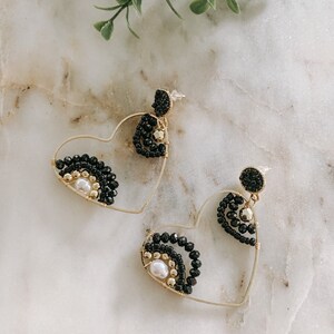 Beaded Heart Earrings for Women / Statement Earrings / Beaded Earrings / Seed Bead Earrings / Gift for Friend / More Colors Available