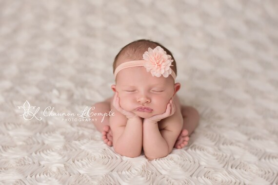 Petite Mae, Peach Flower Headband, Baby Headband, Simple Headband, Flower Headband, Photo Prop, Newborn Photo Prop