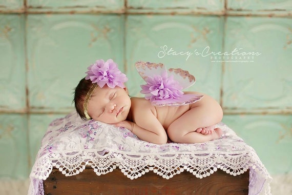 Lavender and Gold Butterfly Wing Set, Newborn Wings, Newborn Wing Prop, Baby Wing Prop, Newborn Photo Prop, Newborn Butterfly Wings