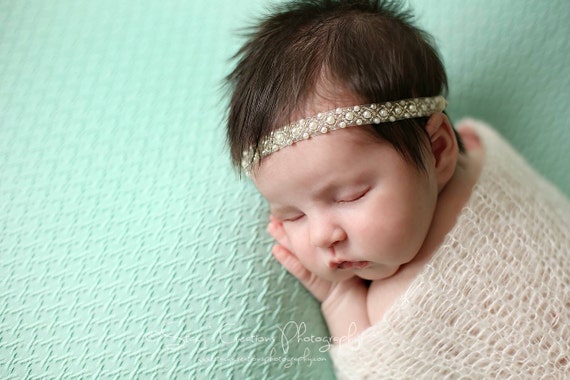 Pearl Beaded Headband, Baby Headband, Baby Tie Back, Petite Headband, Baby Girl Headband, Newborn Headband, Christening Headband, Baptism