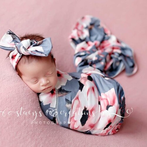 Knit Swaddle Blanket Knot Headband Headband Swaddle Set Etsy