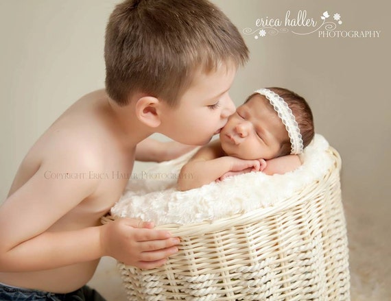 Petite Elegance Collection Sadie Tie back or Headband Beautiful Newborn Photo Prop Baby Headband