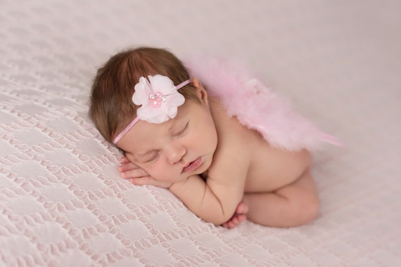 Couture Fairy Baby Pink Angel Baby Wing and Baby Halo Headband Set Beautiful Newborn Photo Prop Infant Toddler Many Colors available