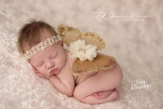 Brown and Ivory Butterfly Wing Set, Newborn Wings, Newborn Wing Prop, Baby Wing Prop, Newborn Photo Prop, Newborn Butterfly Wings