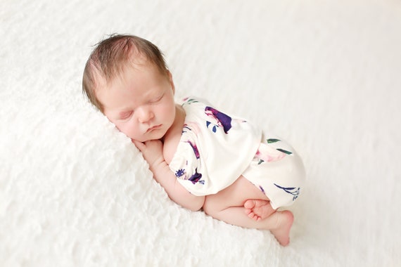 Off the Shoulder Newborn Romper / Pink Romper / Newborn Knit Romper / Newborn Romper / Newborn Knit Outfit / Baby Girl Prop / Floral Romper