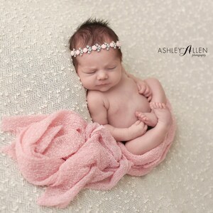 Pink Flower Rhinestone Halo, Rhinestone Headband, Newborn Headband, Simple Headband,  Baby Girl Headband, Photo Prop, Newborn Prop