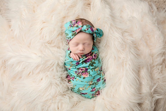 Knit Swaddle Blanket, Knot Headband, Headband Swaddle Set, Lightweight Baby Blanket, Swaddling Blanket, Knit Blanket, Soft Baby Blanket,