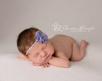 Elaina Collection, Lavender Floral Rhinestone Pearl Headband, Flower Headband, Newborn Headband, Infant Headband