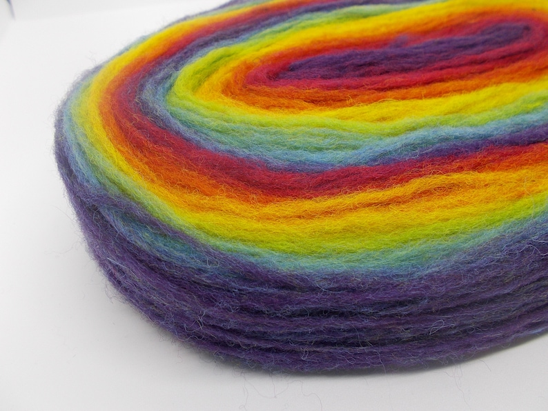 wool predrafted roving knitting preyarn felting self-striping lopi yarn Gradient thin pencil roving spinning fiber rainbow roving