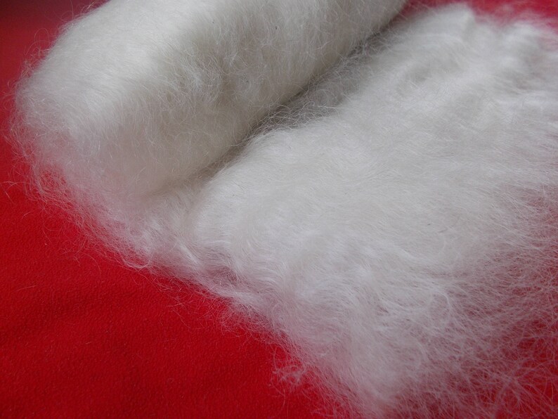 Handcarded Mohair Natural White Fiber Adult Mohair Roving Etsy