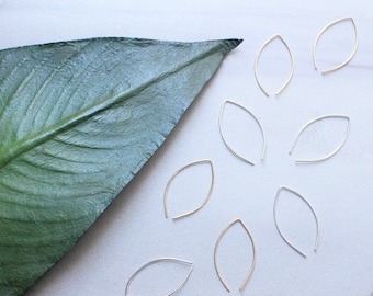 Leaf Thread Earring Hoops -  Minimalist earrings - Hoop Earrings - Sterling Silver Hoops - Gold Hoops