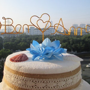 Arrow Cake Topper, Two Hearts, Name Cake Topper, Rustic Wedding Cake Toppers, Wire Names, Wire Cake Topper, Personalized Cake Topper