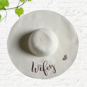Floppy Wife Hat, Floppy Sun Hat, Personalized Hat, Beach Hat Monogram, Beach Hat Bride,  Summer Hat Women