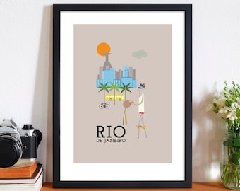 Rio De Janeiro Retro Print: Brazylijska dekoracja ścienna miasta