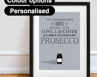 Personalized Prosecco Quote Print: Love, Laughter, Prosecco Art (A4-A2)