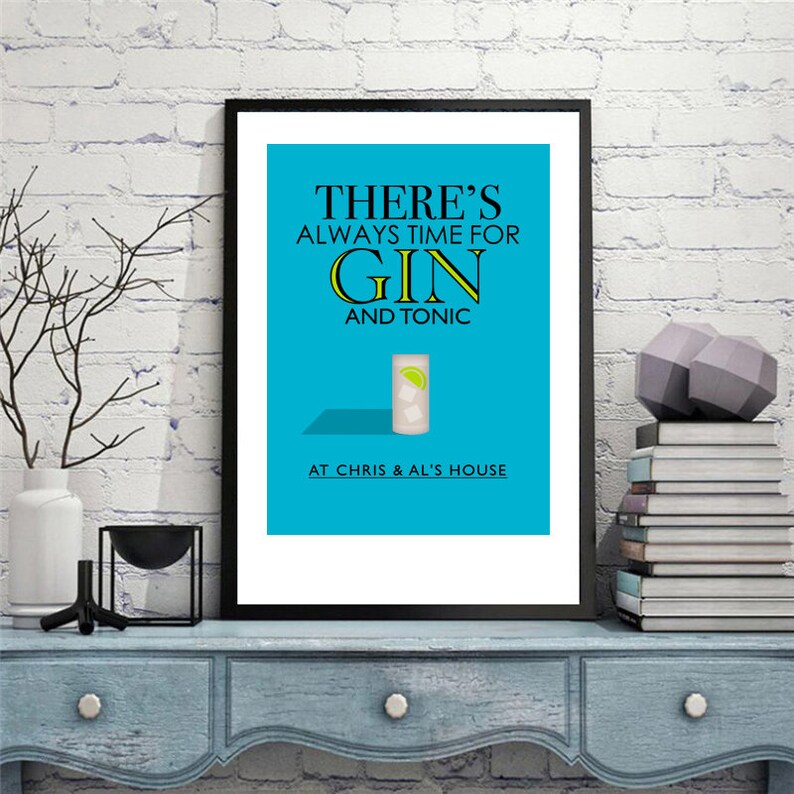Personalised There's Always Time for Gin and Tonic Print Etsy