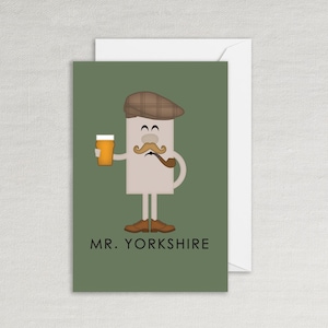 Tarjeta de felicitación del Sr. Yorkshire - Tarjeta de felicitación A6 - Yorkshire Lad, Divertido, Humor, Sr. Men y Pequeña Señorita