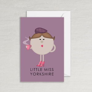 Biglietto d'auguri Little Miss Yorkshire - Biglietto d'auguri A6 - Yorkshire Lass, divertente, umorismo, Mr Men