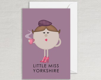 Little Miss Yorkshire Greetings Card - A6 Greetings Card - Yorkshire Lass, Funny, Humour, Mr Men