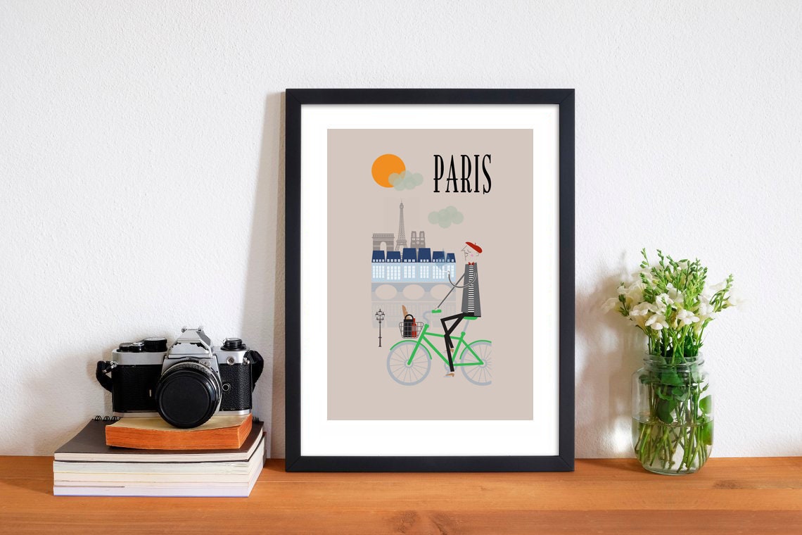 View of City and Eiffel Tower, Paris, France. Poster Print - Multi - 48 x 32