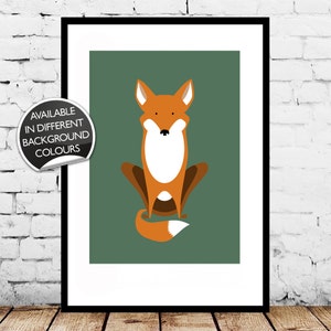 Fox Print -  A4/A3/A2 fun cute poster wall digital art nursery home modern decor fox forest wilderness nature woodland animal
