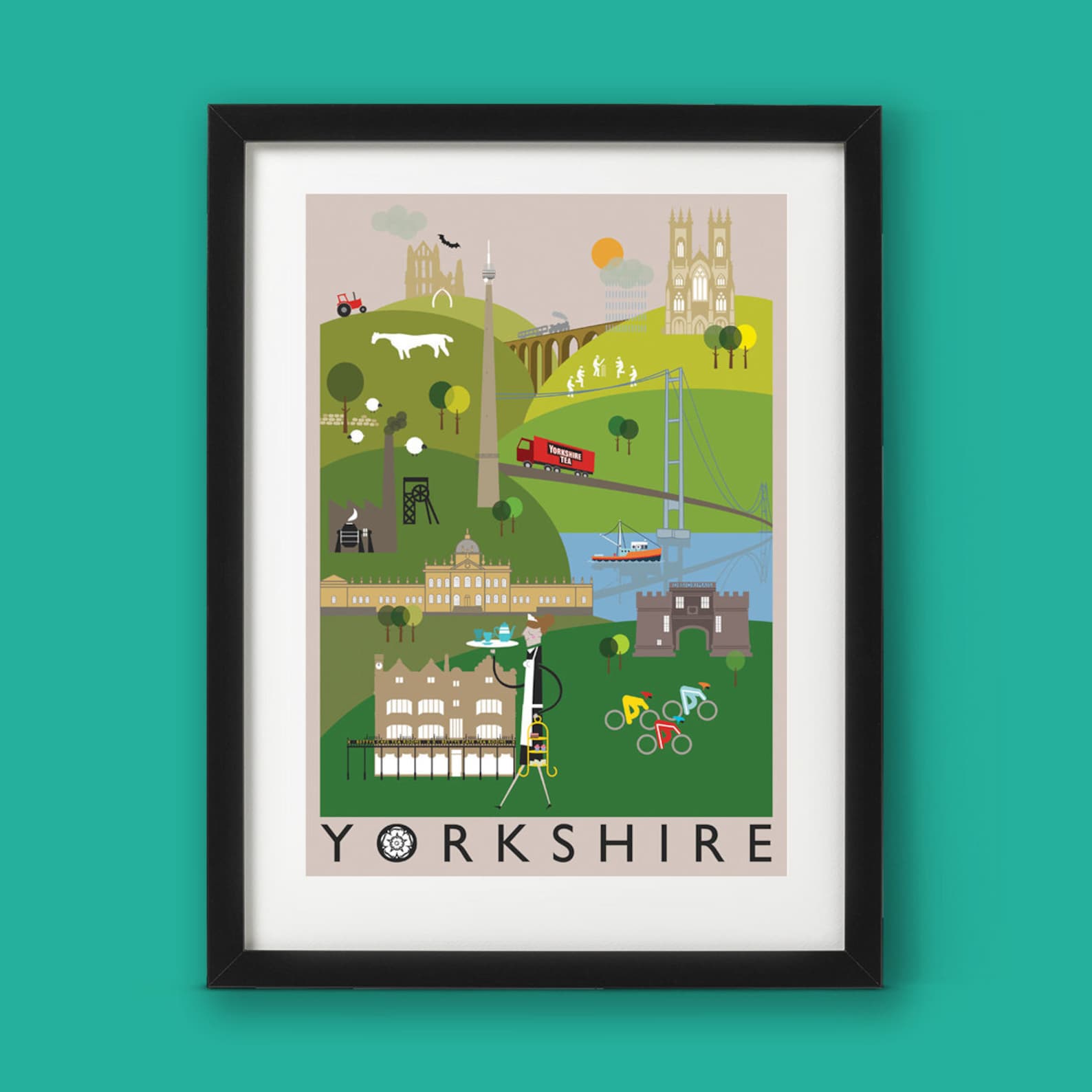 Yorkshire County Illustration Print A4/A3/A2 Poster Etsy UK