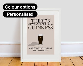 Personalised Guinness Print A4/A3/A2 - Art Gift Poster digital quote irish stout beer, St Patrick's Day