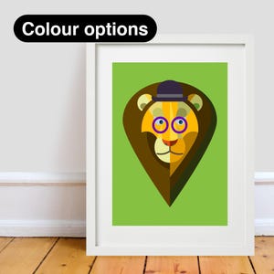 Lion Print, A4/A3/A2, Safari, Hipster, Glasses, Wild Animal, fun, cute, poster, wall art, digital, nursery art, kids room decor, cool art,
