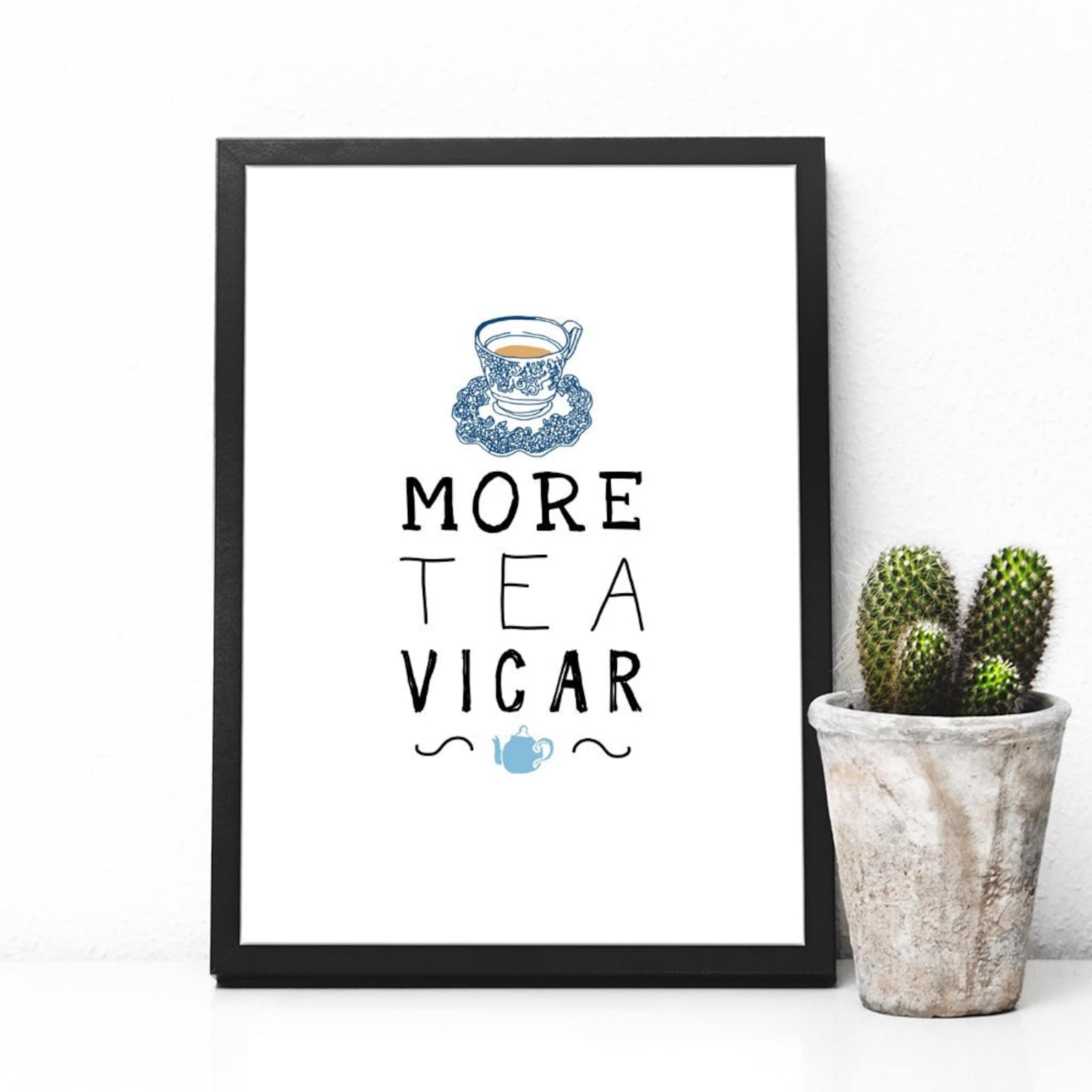 More Tea Vicar Print Poster Wall Art Decor Home Retro Etsy