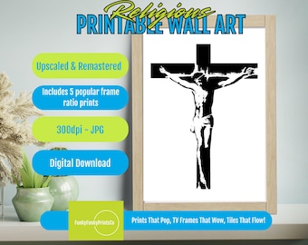 Minimalist Crucifixion Scene Art: Modern Christian Decor (Digital Download