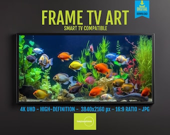 Samsung FRAME TV Art Vibrant Fish Aquarium 4K Digital Download, Aquatic Life Photography, Ocean Life Screensaver, Fish Art Home Decor, 1023