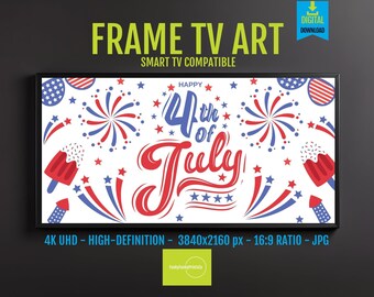 Fireworks Digital Art, 4th of July Theme, Ice Cream Pops (4K Frame TV)