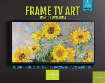 Sunflower Frame TV Art, Famous Van Gogh Inspired Painting, Digital Art for Samsung Frame TV, 4K UHD Smart Download, Classic Floral Art, 8104